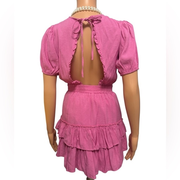Item Ditto Pink Ruffled Short Sleeve Double Layer Dress- Size Small - Picture 7 of 12